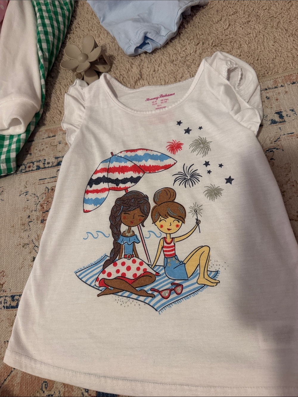 Tommy Bahama White Girls Graphic Beach Friends Tee